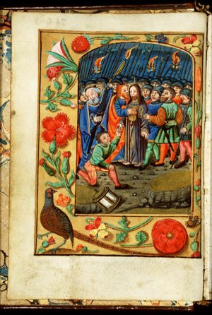 The arrest of Christ: the kiss of Judas; the ear of Malchus cut off by St. Peter
