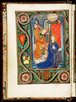 The Annunciation: Gabriel announces Christ's birth to Mary