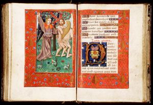 Expulsion of Adam and Eve from paradise by an angel with a (flaming) sword