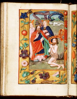 Penitent Adam(?) communicating with God