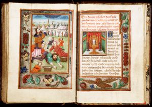 The miracle of the manna: the manna is gathered in baskets
