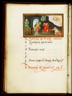 October: people treading grapes; Scorpio