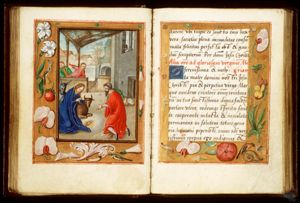 The Nativity: the adoration of the Christ-child by Mary and St. Joseph