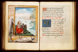 The Evangelist St. John with his symbol the eagle on Patmos