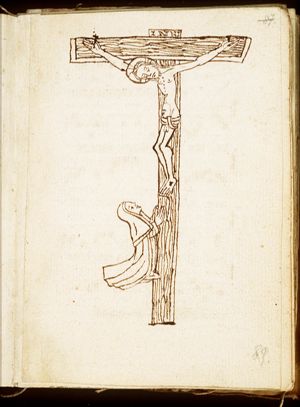 The Crucifixion: with St. Mary Magdalene or female donor(?)