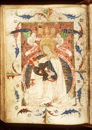 Madonna: Mary sitting on the crescent, holding the Christ-child