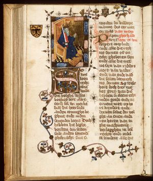 A king enthroned, holding a sword