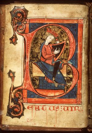 David playing the harp