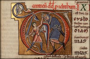 David and Goliath: David beheads Goliath with his sword