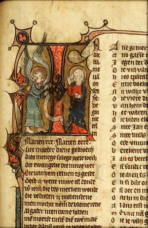 The Annunciation: Gabriel announces Christ's birth to Mary