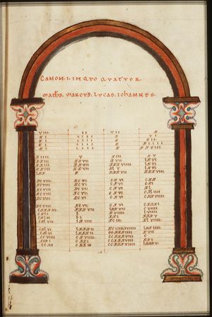 Canontable: table correlating the four Gospels devised by Eusebius of Caesarea