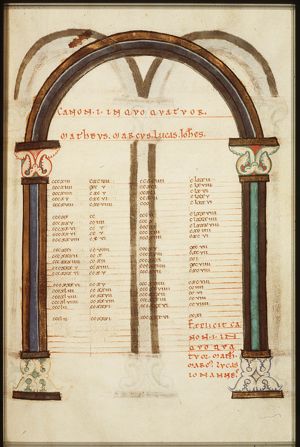 Canontable: table correlating the four Gospels devised by Eusebius of Caesarea