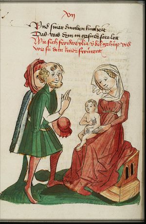 Two knights swear loyalty to Wilhelm von Orlens and to his mother Elye