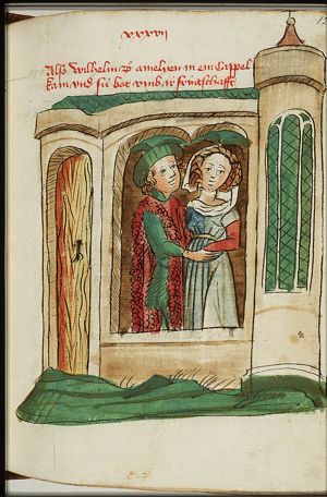 Wilhelm von Orlens declares his love to Princess Amelie in a chapel