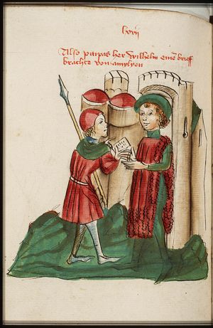 Pitipas gives a letter from Princess Amelie to Wilhelm von Orlens