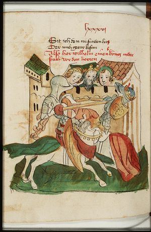Wilhelm von Orlens defeats Girrat, King Amilot of Norway is watching