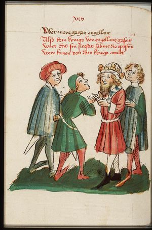Messengers of Abbess Savine call in the help of Rainher, king of England