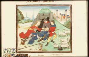 Chromis and Mnasykis have bound the drunken Silenus with the aid of the nymph Egle