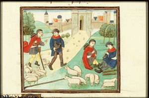 Meris, Virgil's tenant, brings goats to Lyadas, the new owner of Virgil's estate