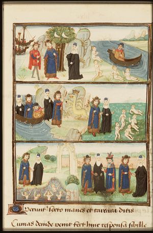 Aeneas plucks the Golden Bough and goes to the underworld