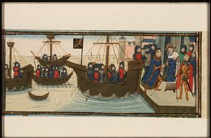 Aeneas asks Evander, king of Arcadia, to unite with him to defeat the Latins