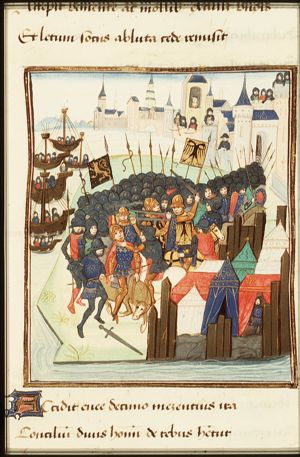 Aeneas relieves the Trojan camp
