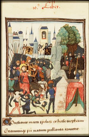 Battle between the Trojans and the Latins; Arruns kills Camilla