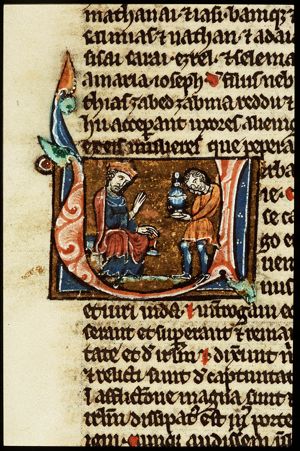 Nehemiah gives wine to Artaxerxes