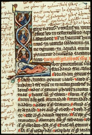 The Tree of Jesse: genealogical tree sprouting from Jesse's loins