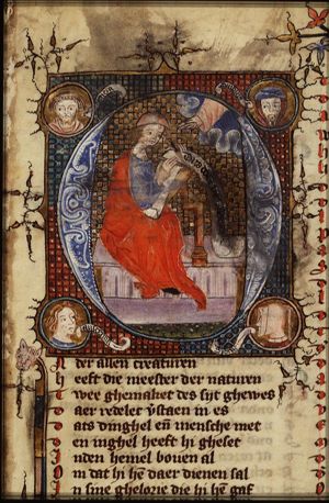 Albertan of Brescia(?) and four philosophers: Seneca, Ovid, Avicenna and Sidrach