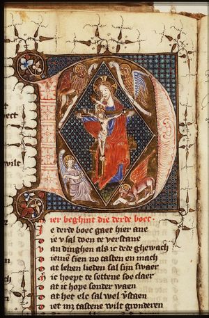The Trinity (Mercy-Seat); the symbols of the four Evangelists