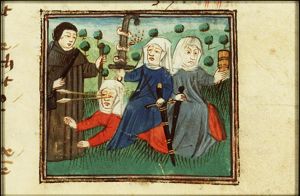 The Pilgrim meets Treachery and Calumny riding on the back of Envy