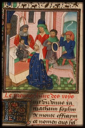 Hannah presents Samuel to Eli in the temple at Shiloh