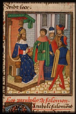 Solomon enthroned among his counsellors