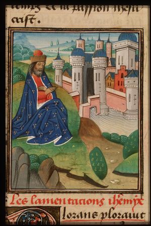 Jeremiah lamenting over the destruction of Jerusalem