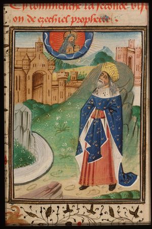 The prophet Ezekiel writing