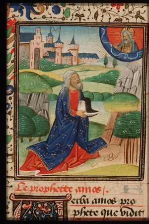 Amos, the herdsman of Tekoa, communicating with God