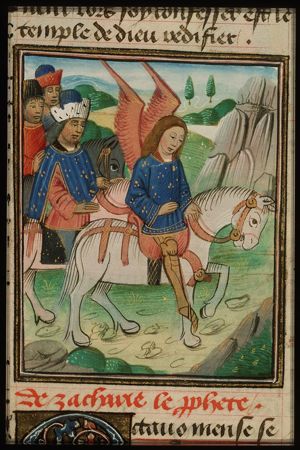 The prophet Zechariah's vision of a man riding on a red horse
