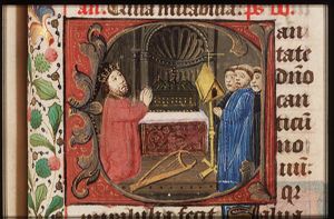 David at prayer and monks singing