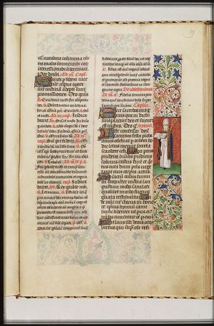 A bishop saint holding a crozier and a book