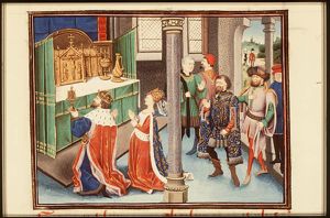 Charlemagne visits the tomb of St. Hubert of Liège