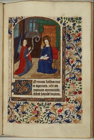 The Annunciation: Gabriel announces Christ's birth to Mary