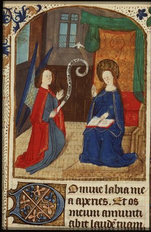 The Annunciation: Gabriel announces Christ's birth to Mary