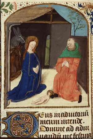 The Nativity: the adoration of the Christ-child by Mary and St. Joseph