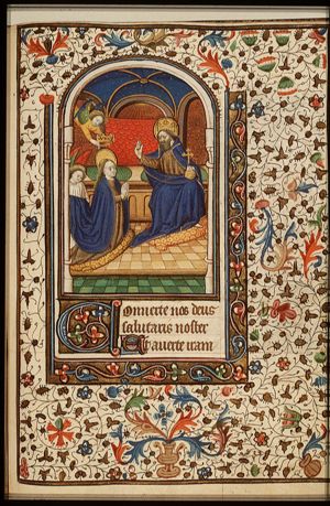 The coronation of Mary by an angel before God enthroned in heaven