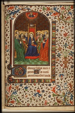 Pentecost: the Holy Spirit descends upon Mary and the apostles