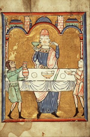 January: a two-faced man dining