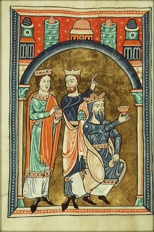 The three Wise Men (from the adoration of the Christ-child by the Magi)