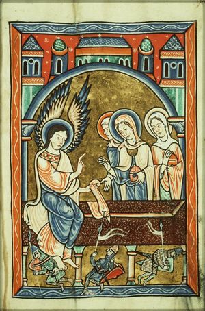 The three Maries at the empty tomb