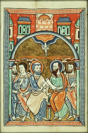Pentecost: the Holy Spirit descends upon the apostles